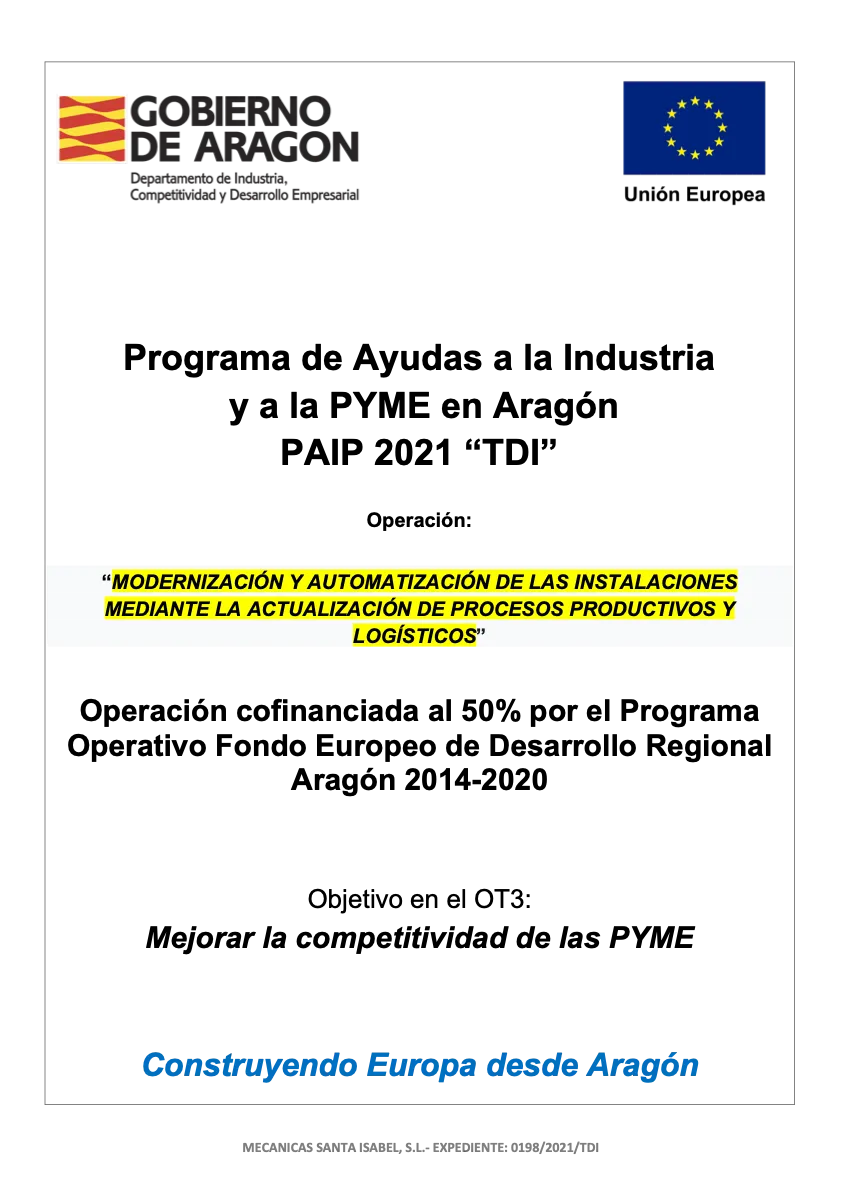 Cartel informativo de la ayuda: Programa PAIP 2021 «TDI»